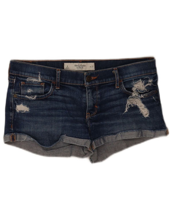 Abercrombie & Fitch Damen Distressed Denim Shorts US 4 Small W27 Blau