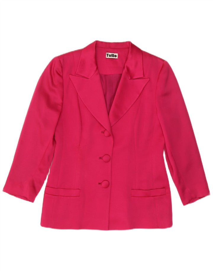 TULLO Damen-Blazerjacke mit 3 Knöpfen, EU 38, mittelrosa Wolle