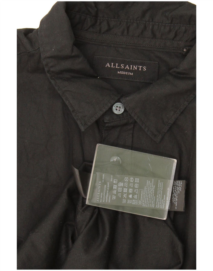 All Saints Herrenhemd aus mittelschwerer schwarzer Baumwolle