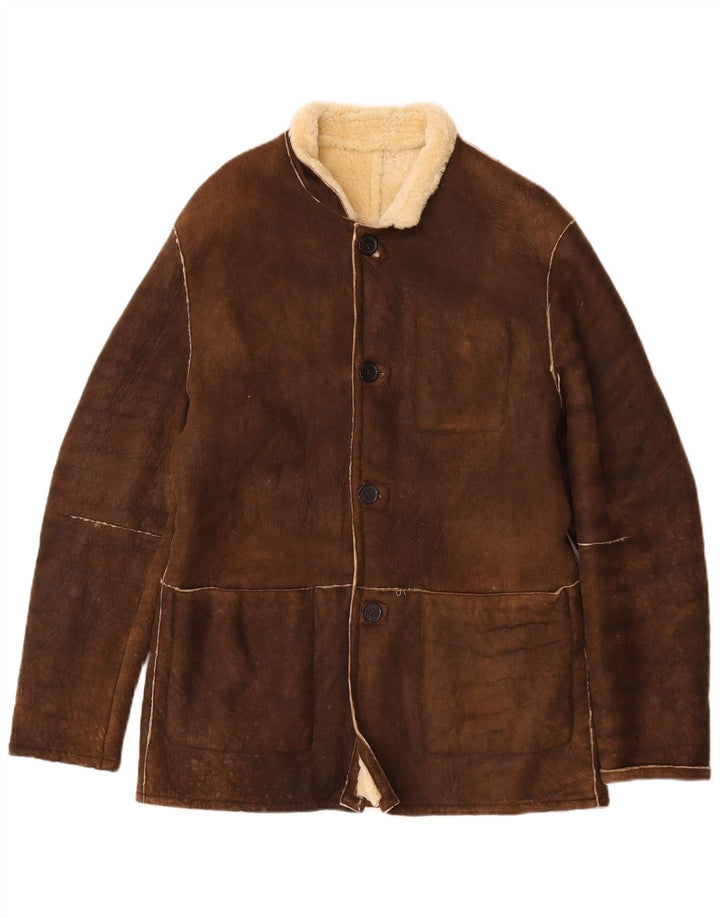 Grifoni Herren Shearling Jacke IT 50 Large Braun