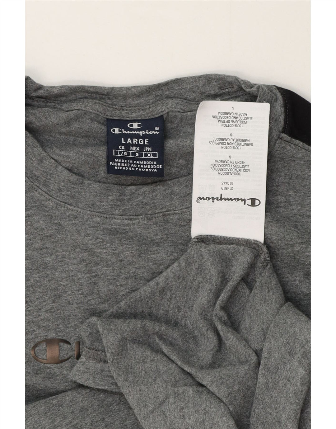 Champion Herren Grafik-Oberteil, langärmelig, groß, Grau, Colourblock-Baumwolle