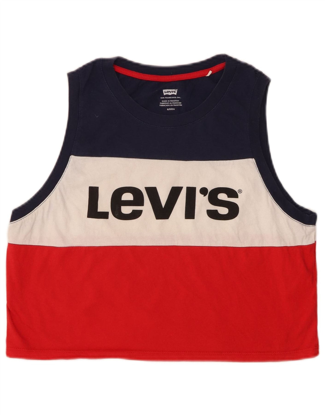 LEVI'S Damen Crop Graphic Vest Top UK 10 Small Mehrfarbig gestreift