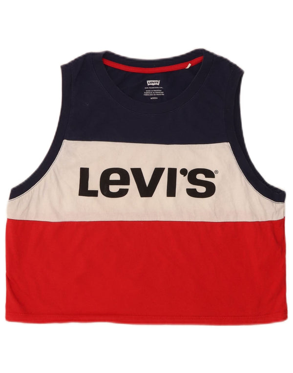 LEVI'S Damen Crop Graphic Vest Top UK 10 Small Mehrfarbig gestreift