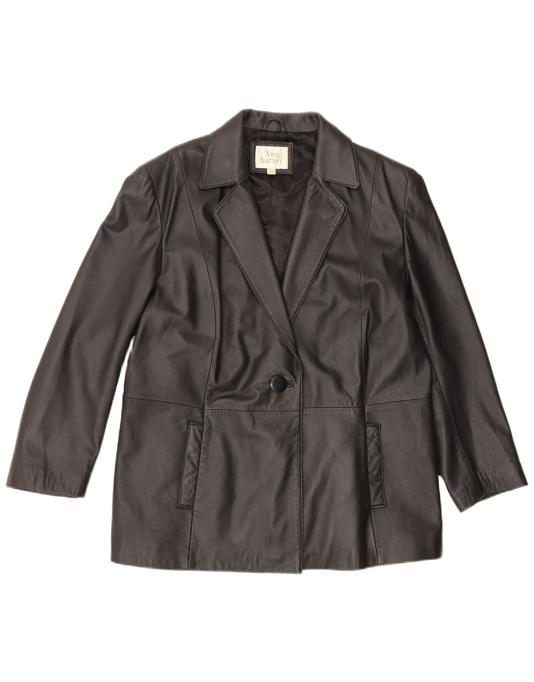 Ann Harvey Damen 1-Knopf-Lederblazerjacke UK 20 2XL Schwarz