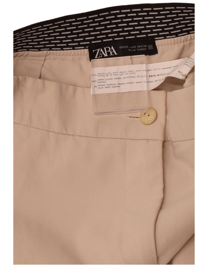 ZARA Damen Tapered Chino-Hose XS W24 L26 Beige Baumwolle
