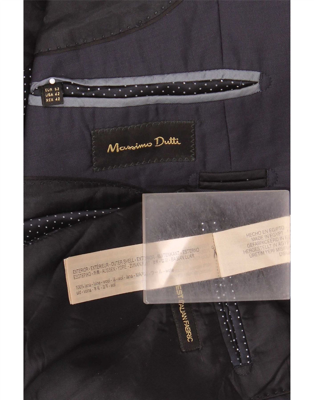 Massimo Dutti Herren-Blazer mit 2 Knöpfen, EU 52, große marineblaue Wolle