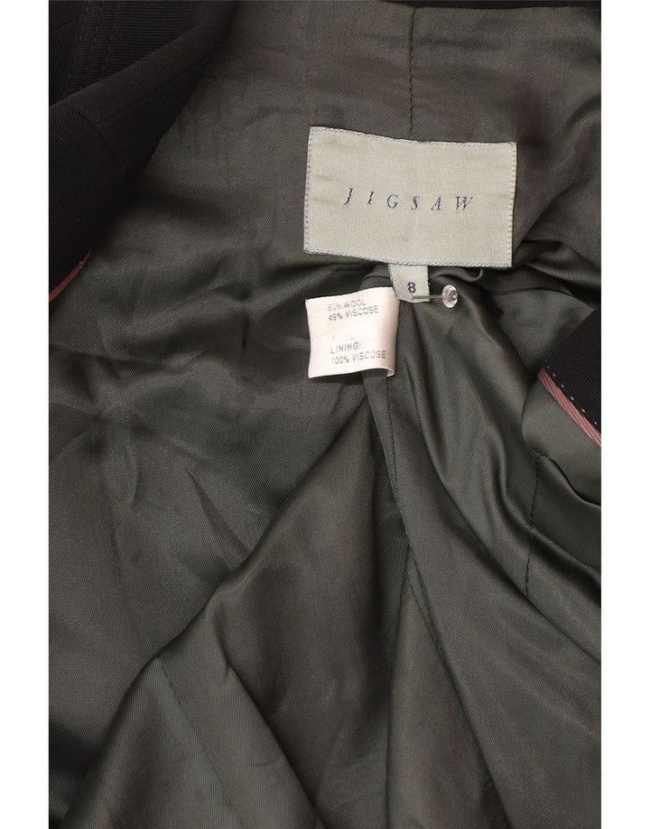 Jigsaw Damen 1-Knopf-Blazer-Jacke, Größe S, Schwarz, Wolle, klassisch