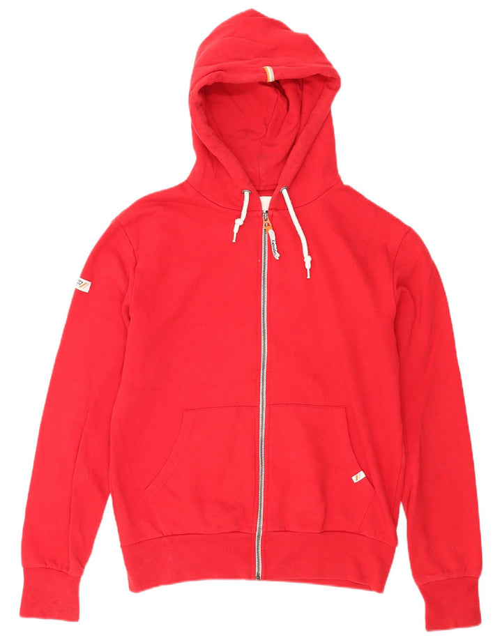 Superdry Herren-Kapuzenpullover mit Reißverschluss, mittelrote Baumwolle