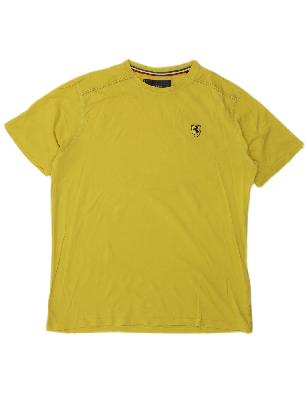 Ferrari Herren T-Shirt Top Large Gelb Baumwolle