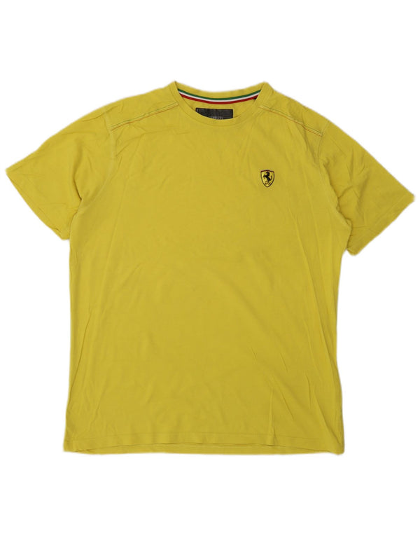 Ferrari Herren T-Shirt Top Large Gelb Baumwolle