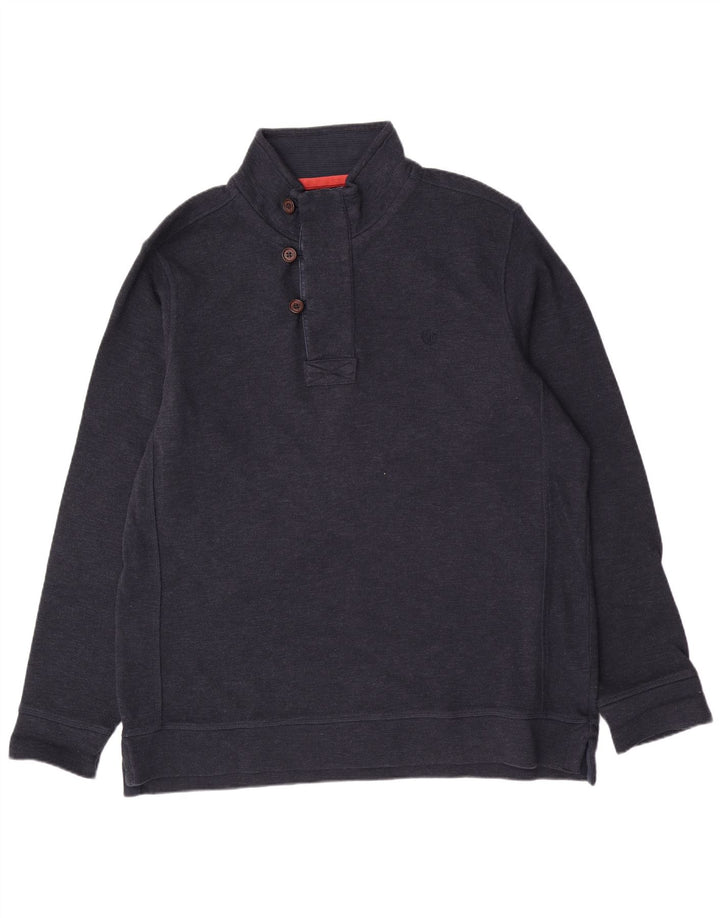 Fat Face Herren-Pullover mit Knopfkragen, XL, Marineblau, Baumwolle, klassisch