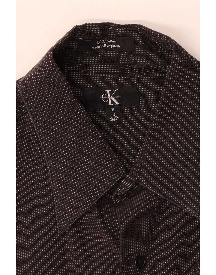 Calvin Klein Herrenhemd Größe 17 XL grau gestreifte Baumwolle