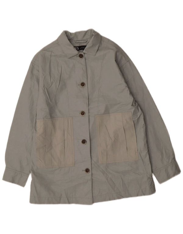 Übergroße Damen-Jacke aus Kunstleder von Zara, Gr. 10, Größe S, Grün, Polyurethan