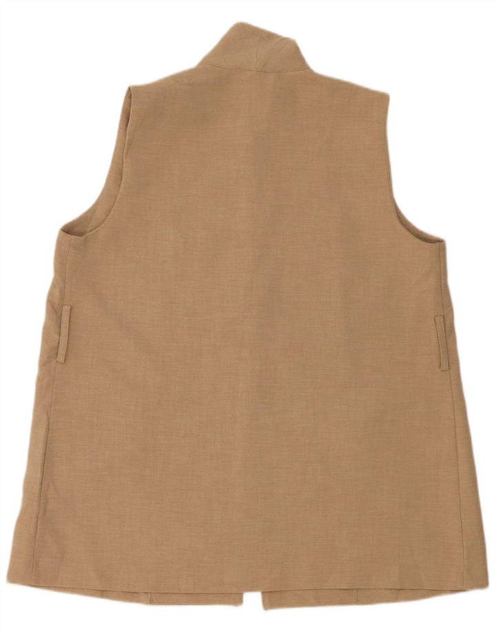 Zara Damen OPEN Weste UK 16 Large Beige Polyester