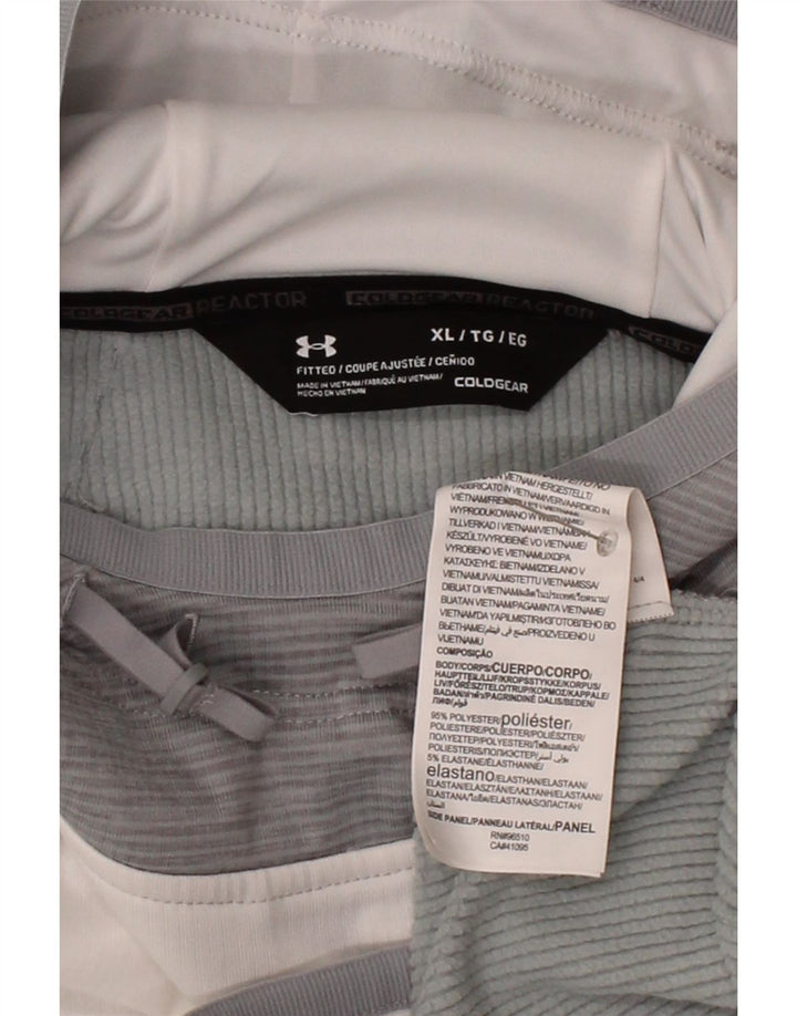 UNDER ARMOUR Mens Cold Gear Hoodie Jumper XL Grey Colourblock Polyester