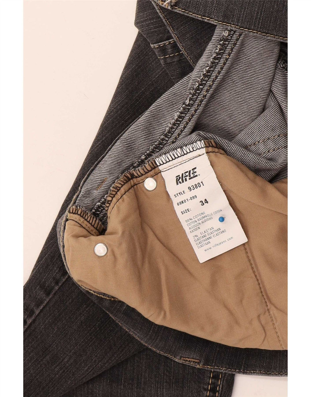 Rifle Herren Straight Jeans W34 L32 Graue Baumwolle