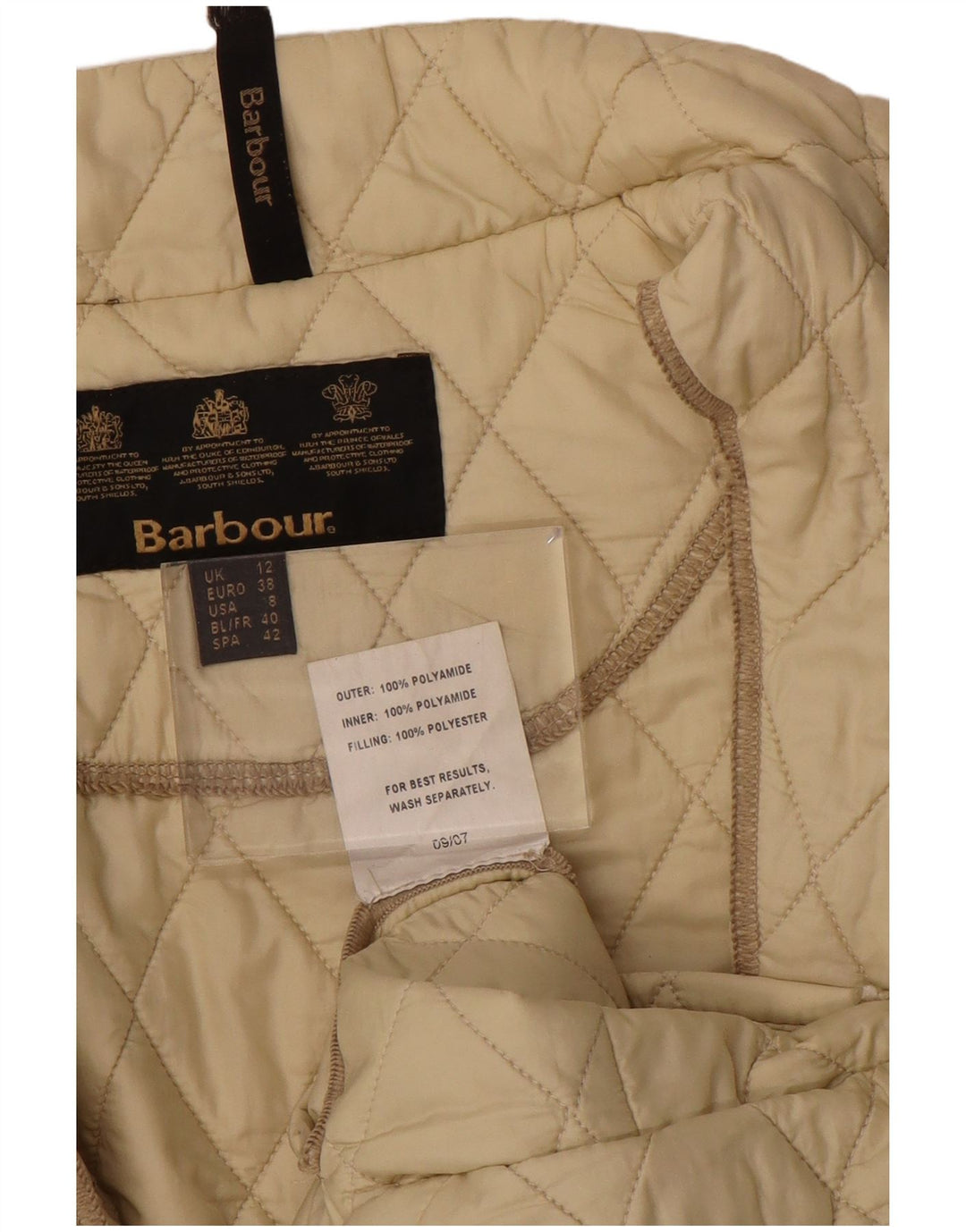Barbour Damen Steppjacke UK 12 Medium Beige Polyamid