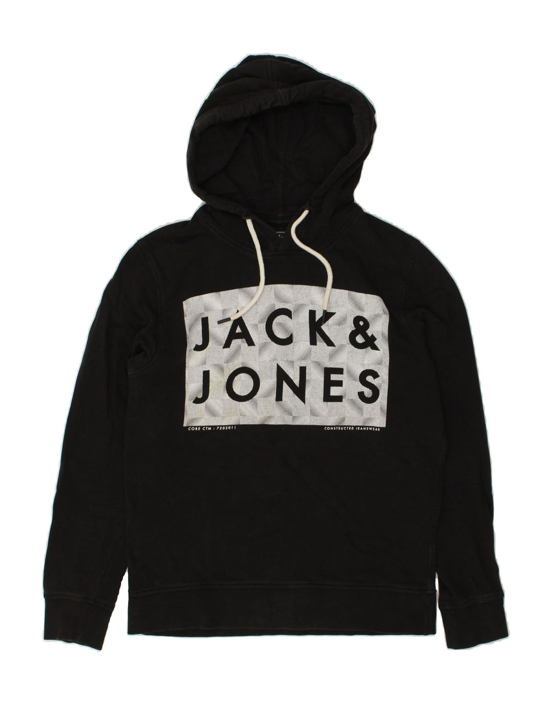 JACK & JONES Mens Graphic Hoodie Jumper Small Black Cotton | Vintage Jack & Jones | Thrift | Second-Hand Jack & Jones | Used Clothing | Messina Hembry 