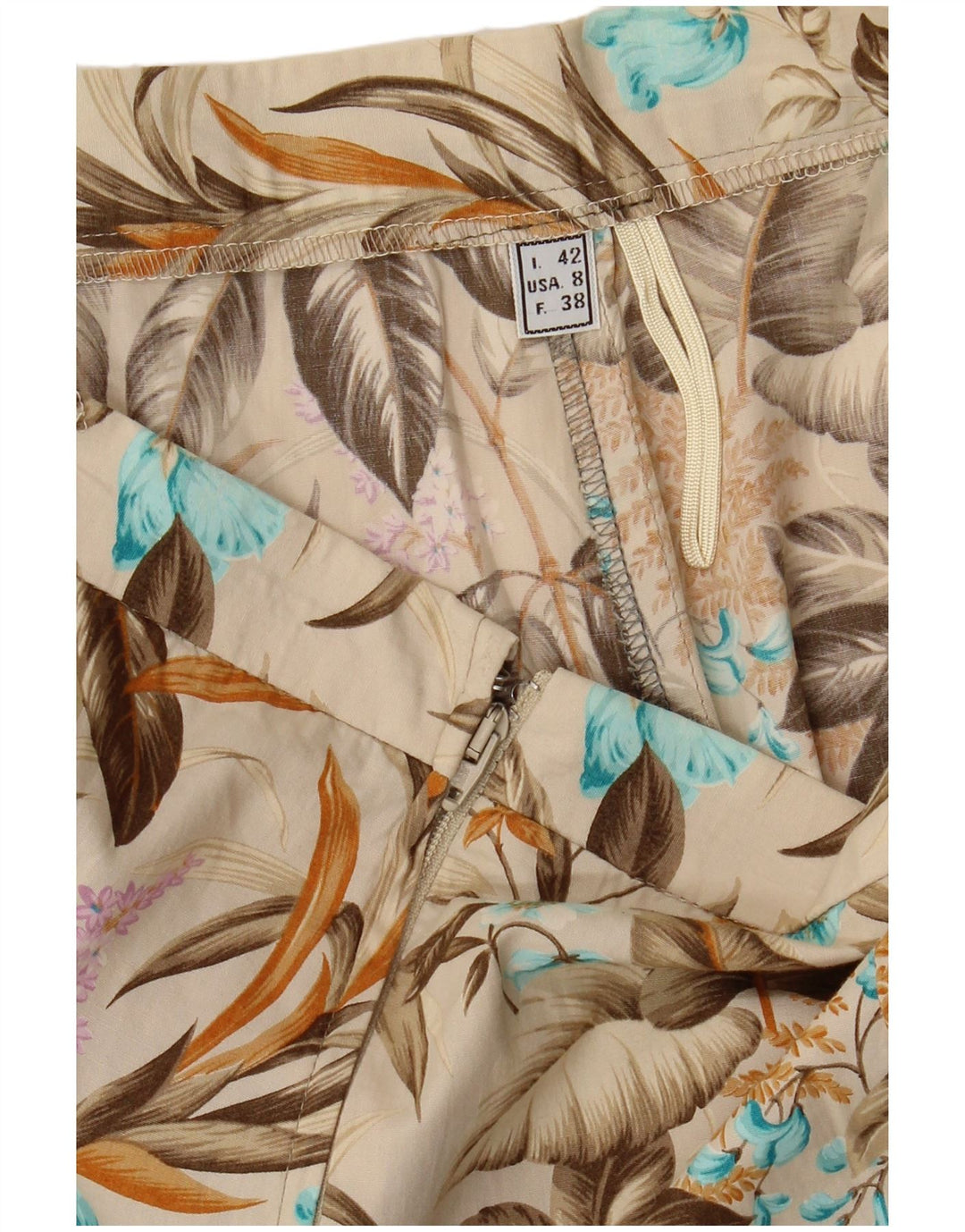 VINTAGE Damen ausgestellter Rock IT 42 Medium W28 Beige Floral