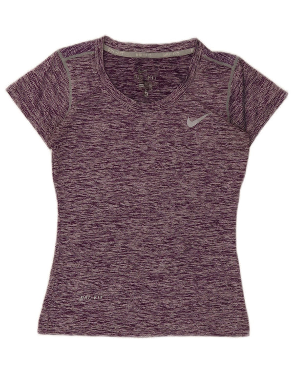 Nike Damen Dri Fit T-Shirt Top UK 12 Mittellila meliertes Polyester