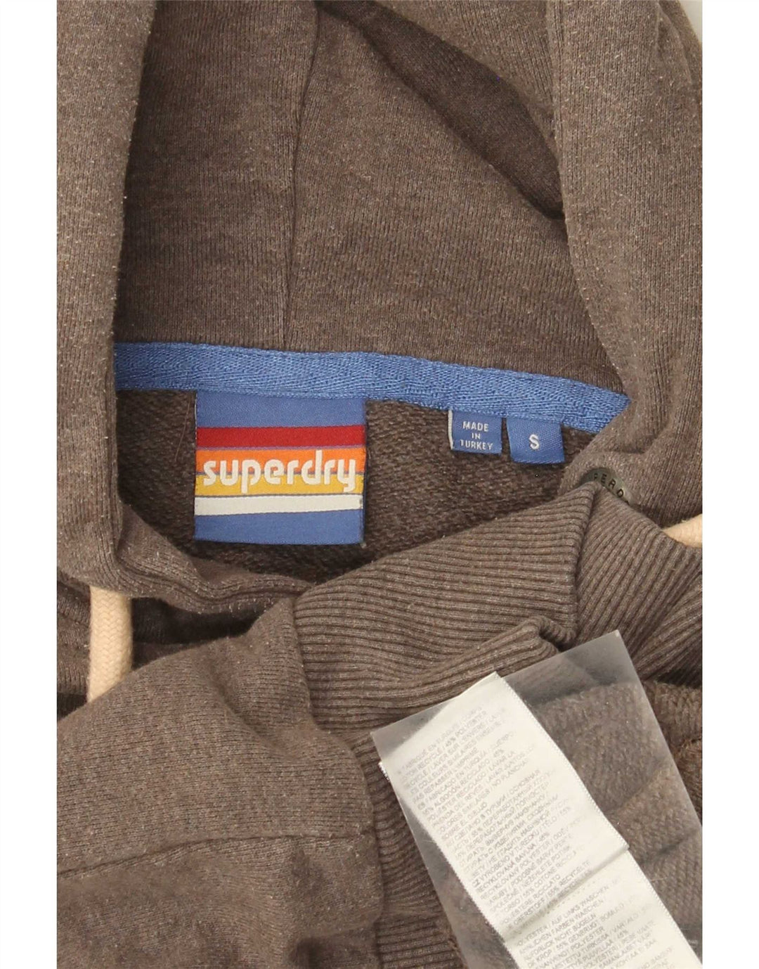 Superdry Herren-Kapuzenpullover mit Grafik, Größe S, braune Baumwolle