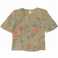 Clover Damen-Blazer, kurzärmelig, 3 Knöpfe, Gr. 12, mittelgrün, geblümt