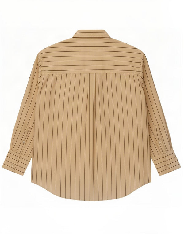 Marks & Spencer Damen Overshirt-Hemd UK 10 Small Beige Nadelstreifen-Baumwolle