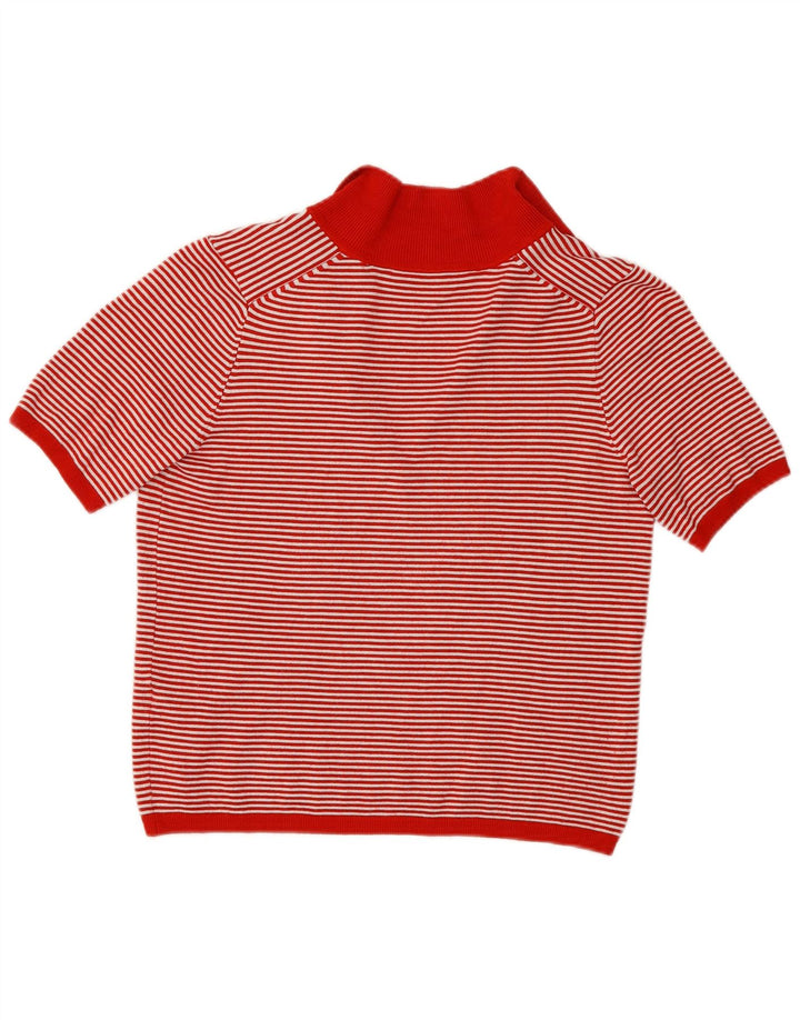 Zara Damen Poloshirt UK 10 Kleine rot gestreifte Viskose