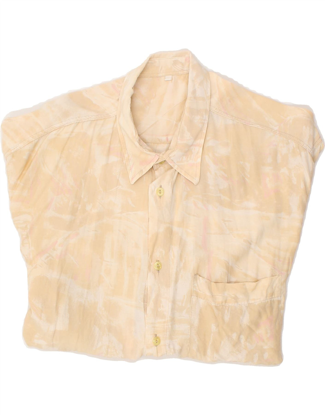 VINTAGE Mens Short Sleeve Shirt Large Beige Tie Dye Vintage Vintage and Second-Hand Vintage from Messina Hembry 
