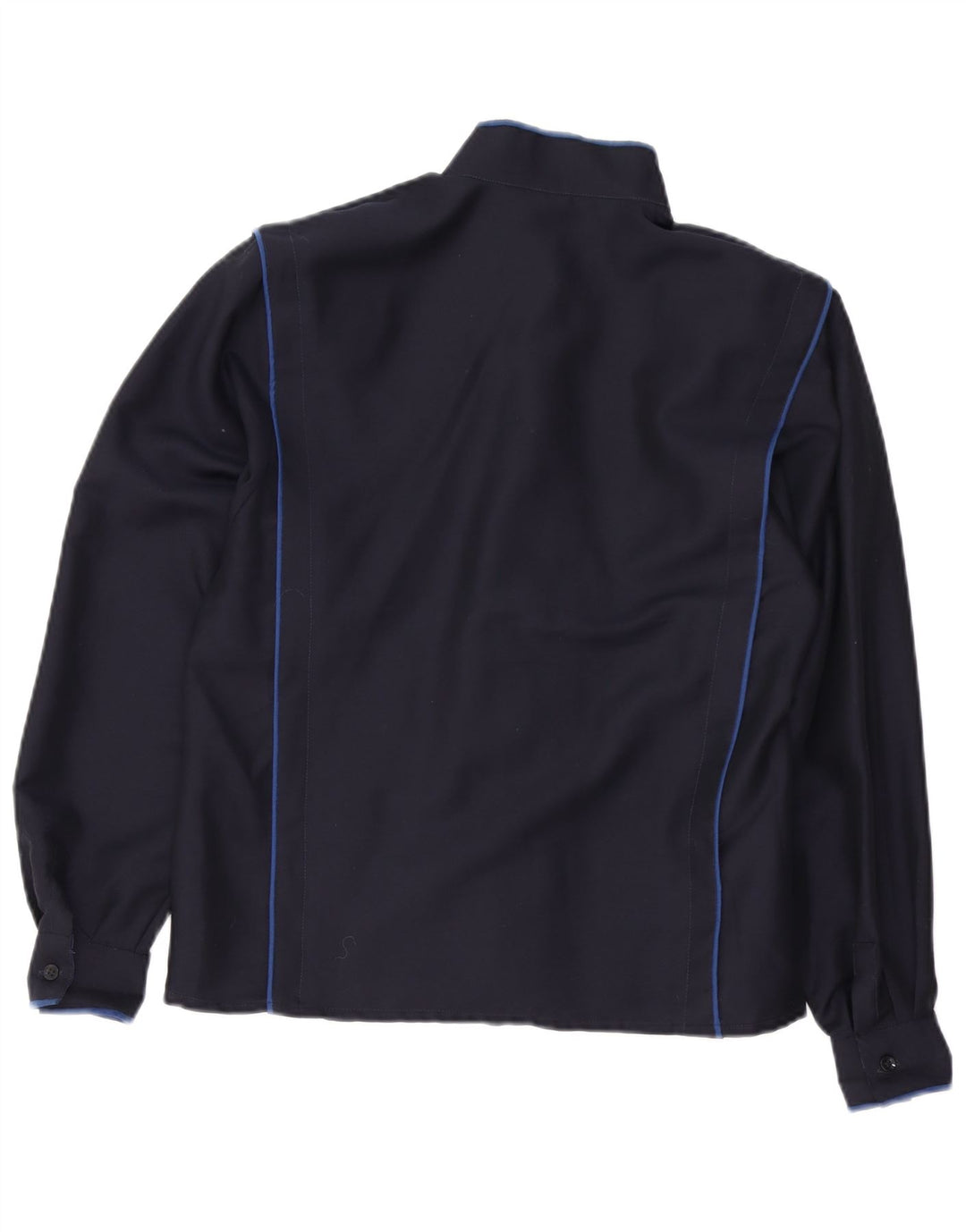 VINTAGE Damen Hemdbluse EU 38 Mittelmarineblaue Wolle