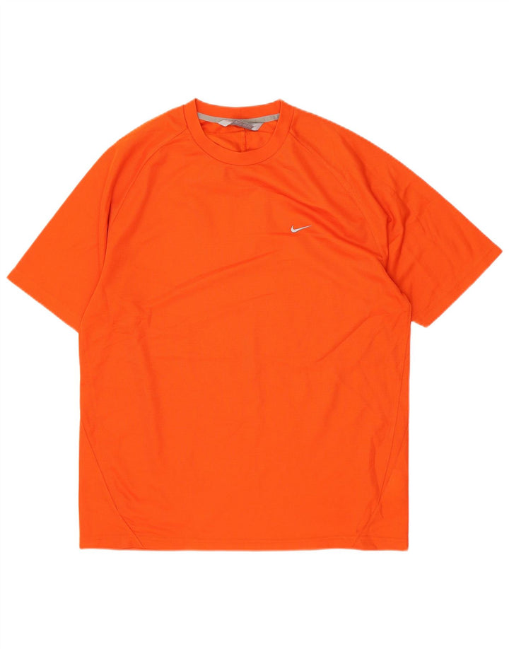NIKE Mens T-Shirt Top Medium Orange Polyester