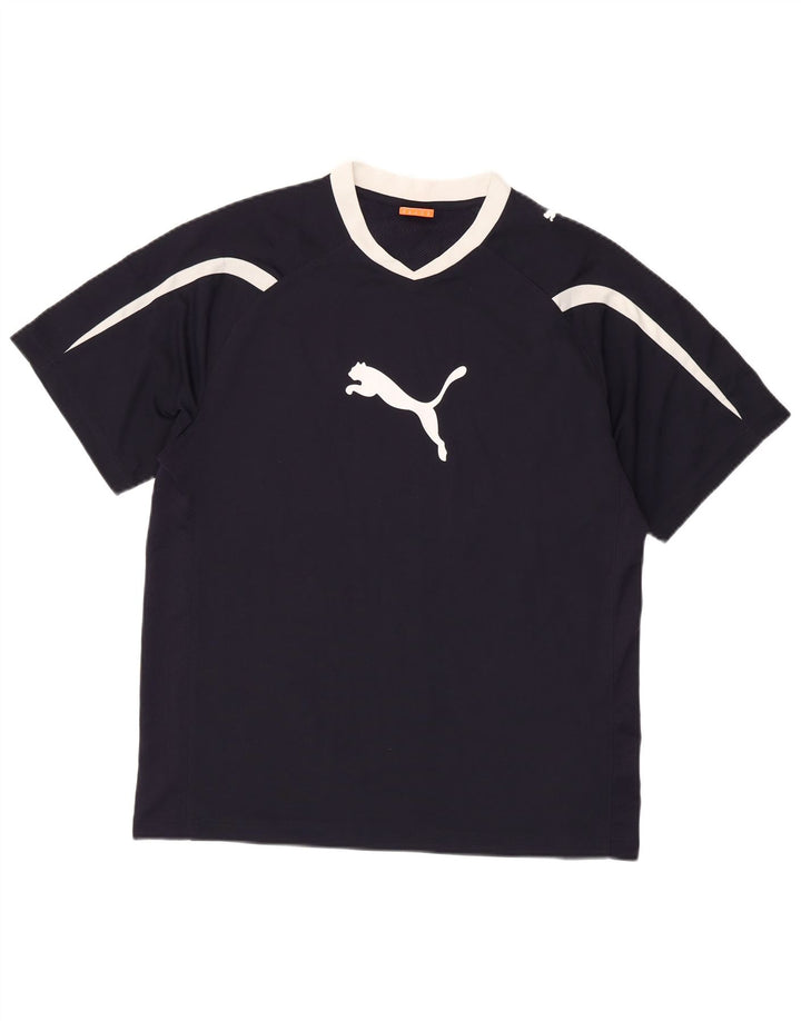 PUMA Herren Grafik-T-Shirt-Oberteil Mittelmarineblaues Farbblock-Polyester