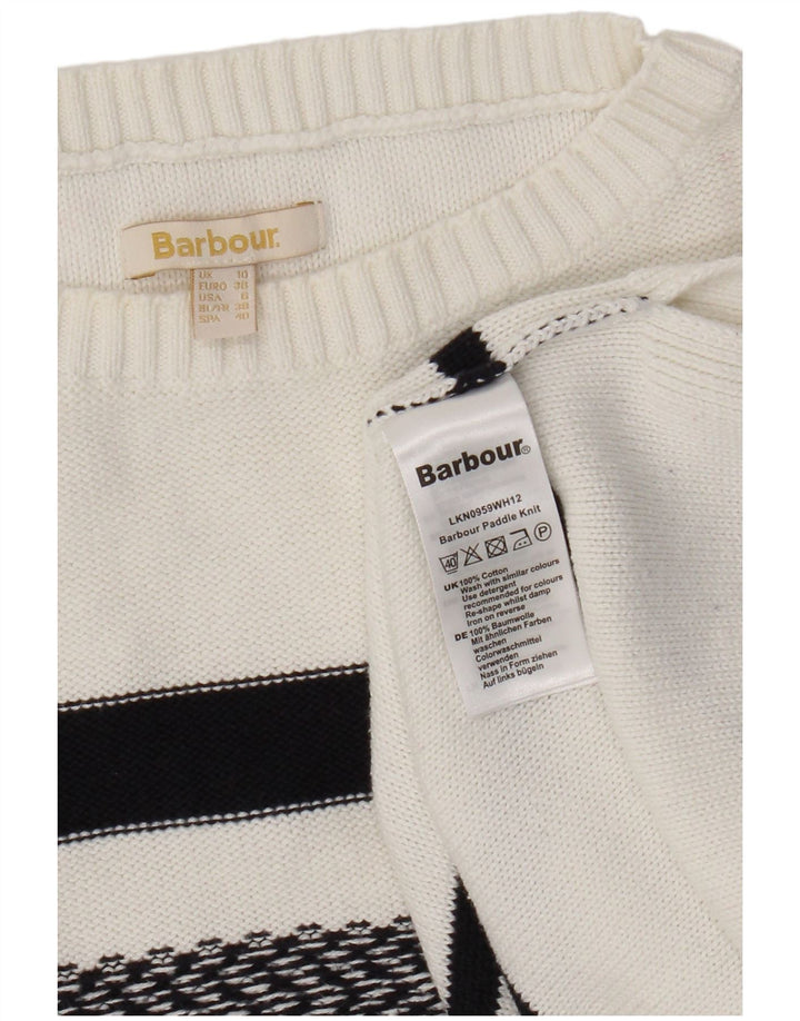 Barbour Damen-Pullover, übergroß, U-Boot-Ausschnitt, Gr. 10, klein, weiß gestreift