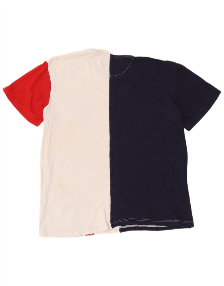 Fila Herren Grafik-T-Shirt-Oberteil aus mittelweißer Colourblock-Baumwolle
