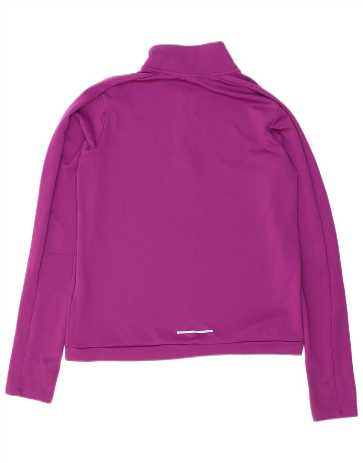 Nike Womens Dri Fit Zip Neck Pullover Trainingsanzug Top UK 10 Small Lila