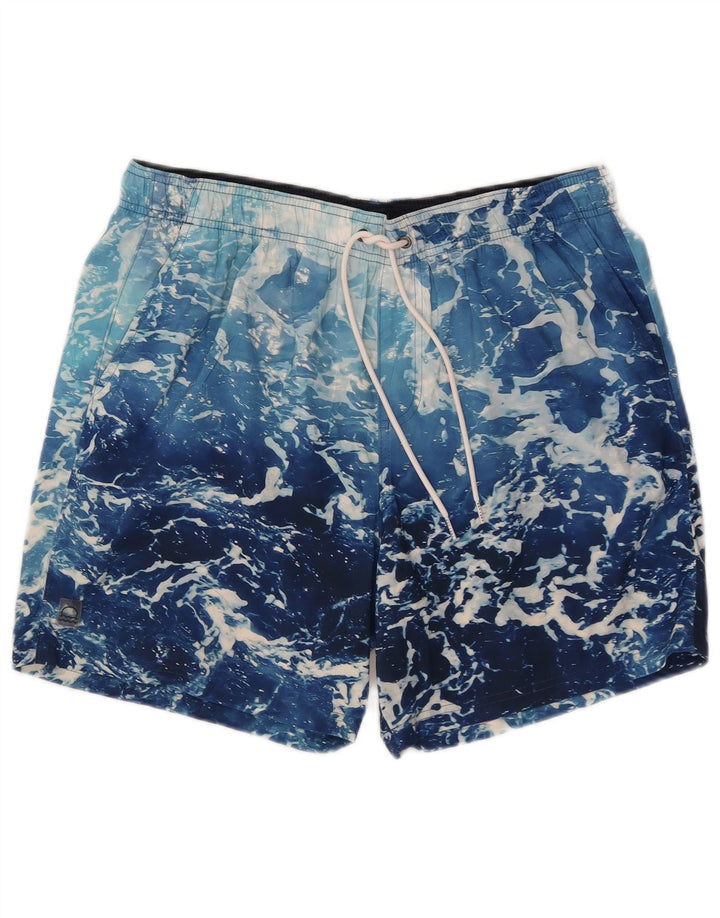 Marks & Spencer Herren Badeshorts mit abstraktem Muster, Größe L, Blau, Polyester