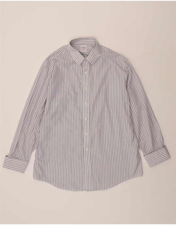 BROOKS BROTHERS Herren-Formalhemd, reguläre Passform, Größe 17, XL, blauer Nadelstreifen