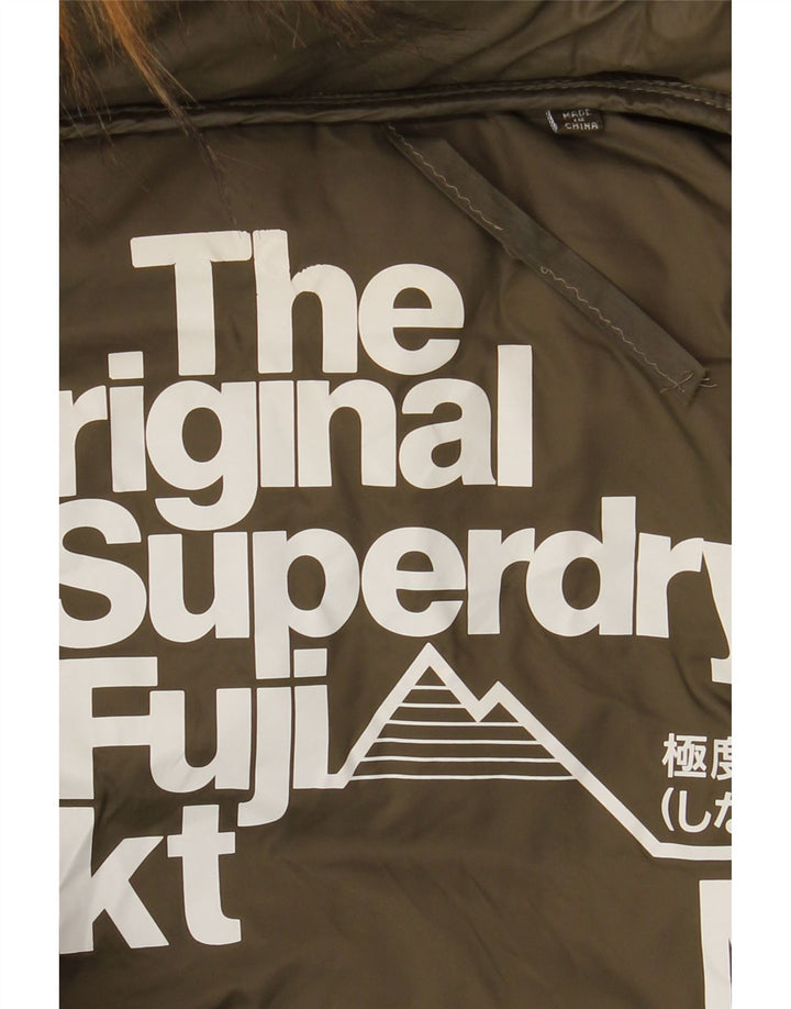 Superdry Wattierter Mantel mit Kapuze für Damen, UK 14, Medium Khaki, Nylon