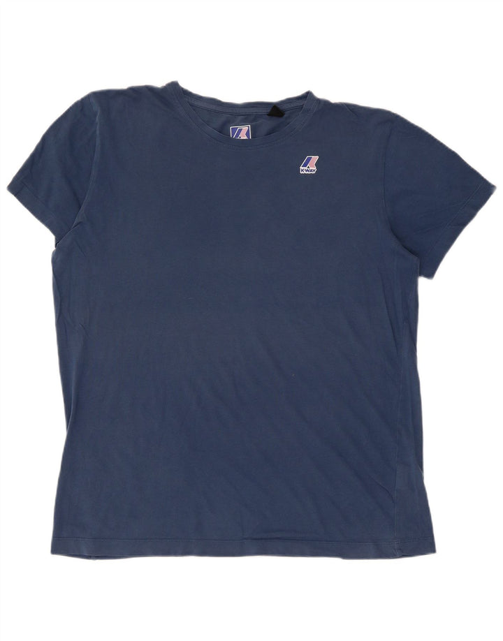 K-WAY Herren T-Shirt Top Large Blau Baumwolle