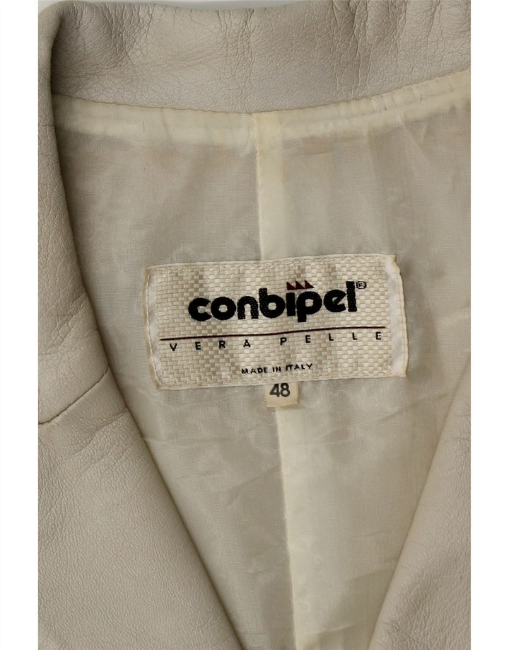 Conbipel Damen 4-Knopf-Lederblazer IT 48 XL Graues Leder