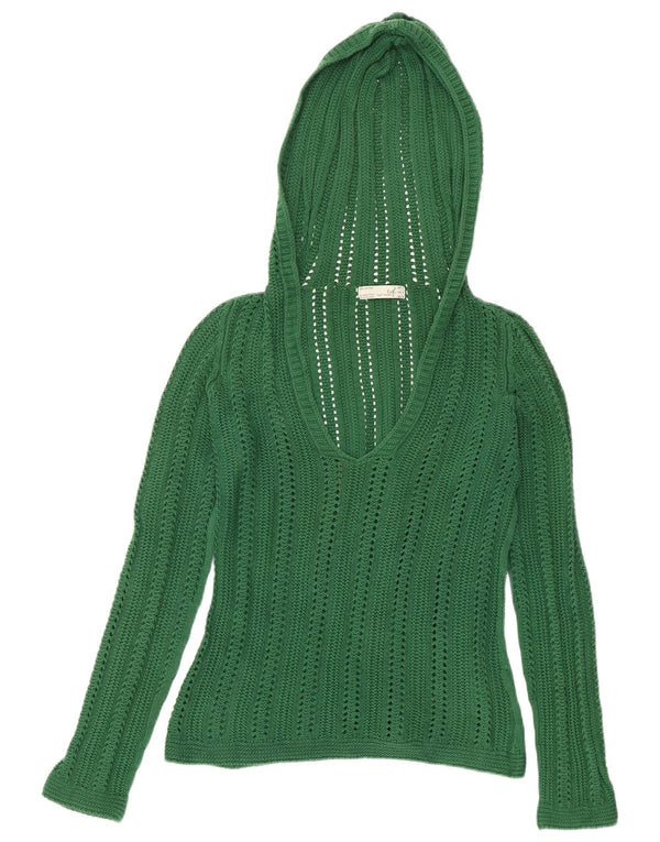 ZARA Damen-Pullover mit Kapuze, Gr. 10, Größe S, grün, Baumwolle