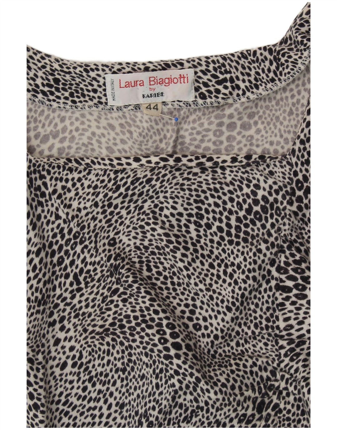 LAURA BIAGIOTTI Damen Crop Bluse Top IT 44 Medium Schwarz Animal Print