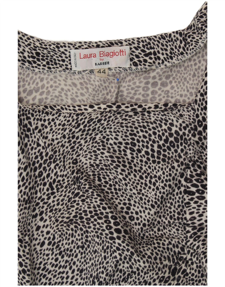 LAURA BIAGIOTTI Damen Crop Bluse Top IT 44 Medium Schwarz Animal Print