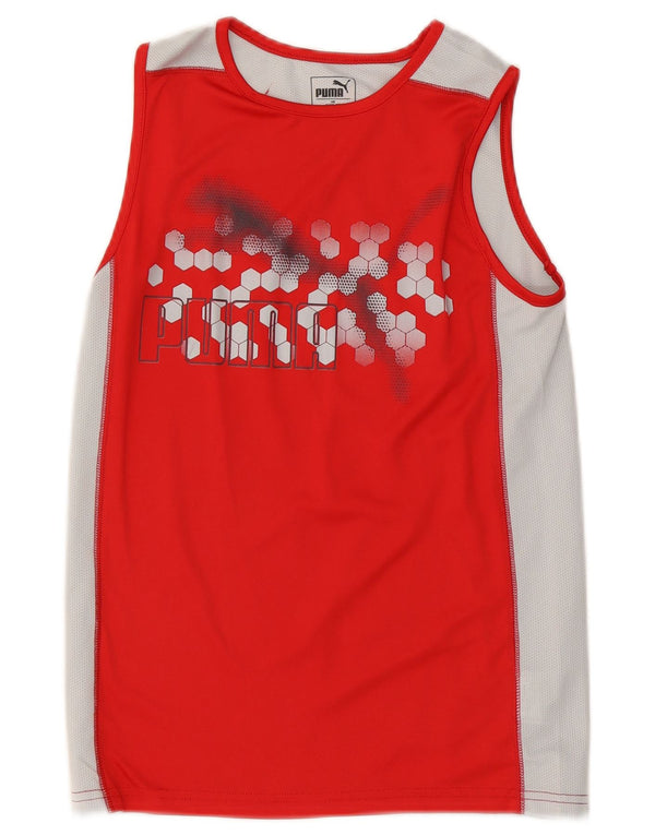 Puma Jungen Grafik-Weste-Top, 10–11 Jahre, mittelrotes Farbblock-Polyester