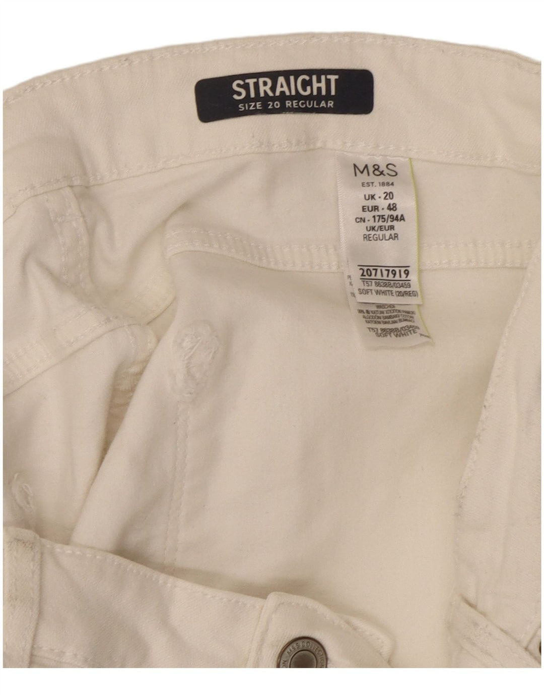 Marks & Spencer Damen Regular Straight Jeans UK 20 2XL W40 L29 Weiß