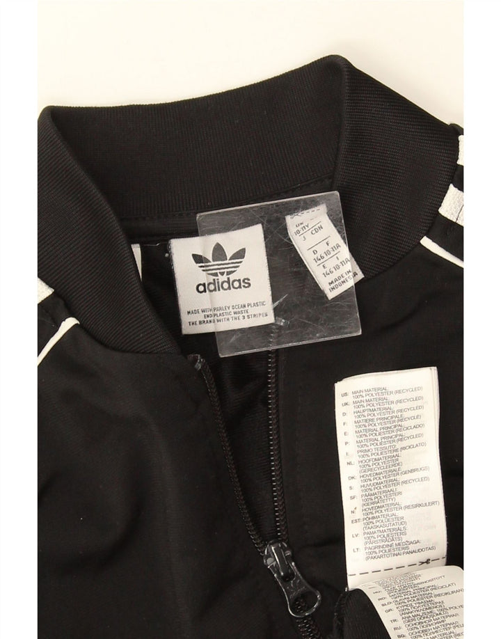 ADIDAS Jungen-Trainingsanzug, Top-Jacke, 10–11 Jahre, schwarzes Polyester