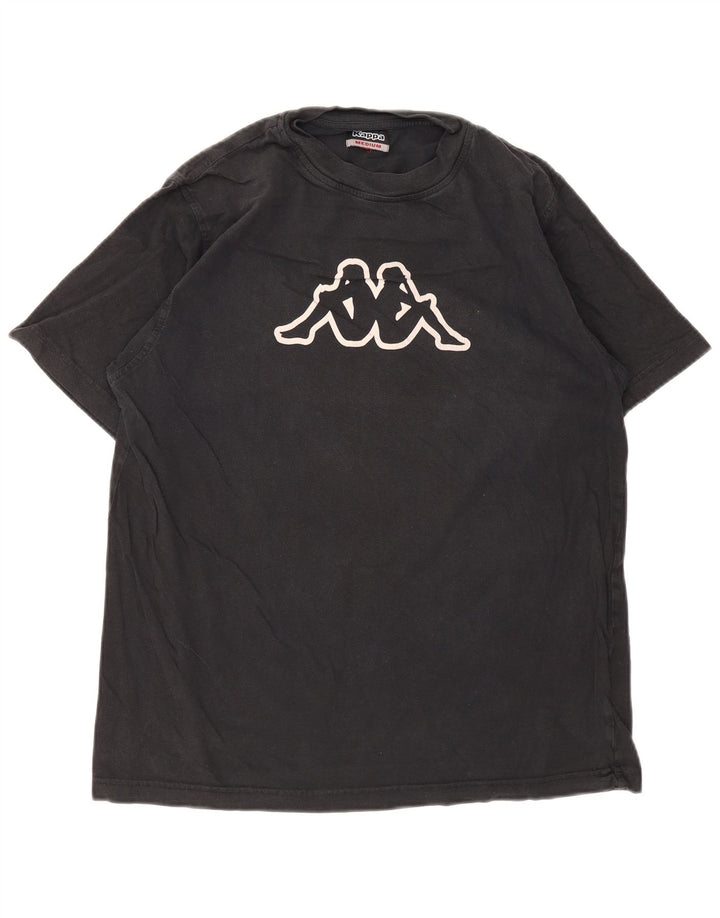 Kappa Herren Grafik-T-Shirt-Oberteil aus mittelschwarzer Baumwolle