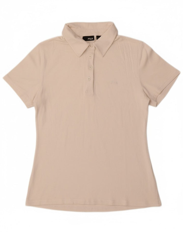 FILA Womens Polo Shirt UK 14 Large White Cotton