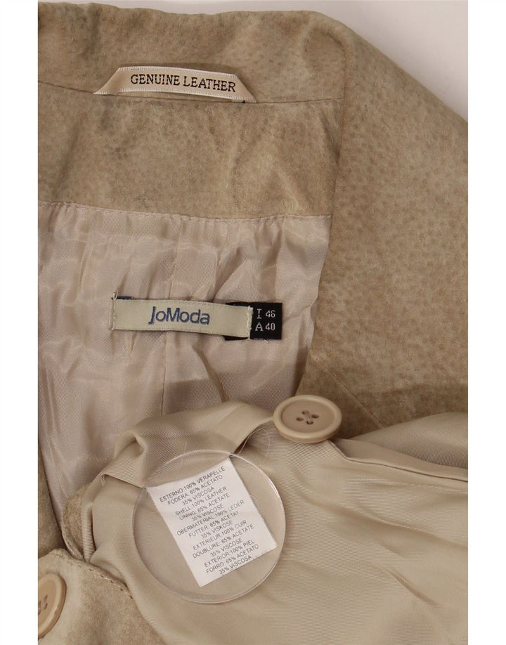 VINTAGE Womens Suede Overcoat IT 46 Large Beige Leather Vintage Vintage and Second-Hand Vintage from Messina Hembry 