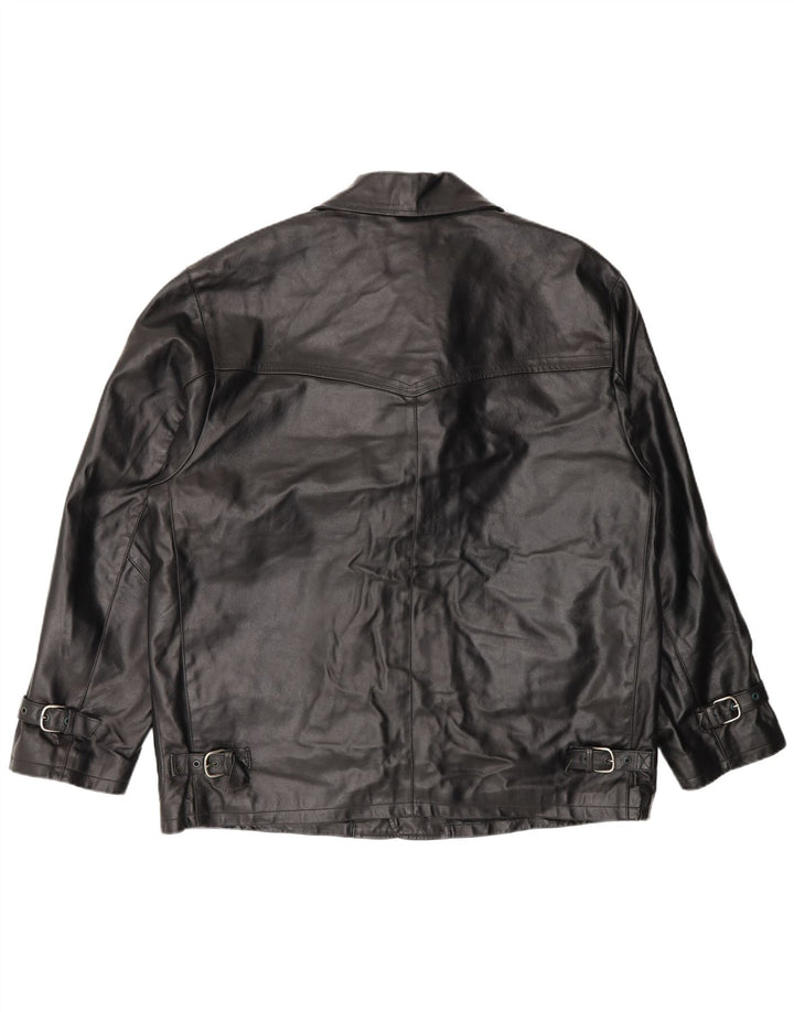 Essebi Herren Lederjacke IT 50 Großes schwarzes Leder